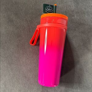Starbucks 2025 Pink Orange Vacuum Insulated Cold Cup Leak Proof Straw Lid 24oz